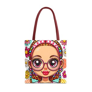 Sac fourre-tout AOP pour fille mignonne, fourre-tout de Noël, fourre-tout pour la rentrée des classes, motif floral, fourre-tout en dessin animé coloré, idée cadeau unique
