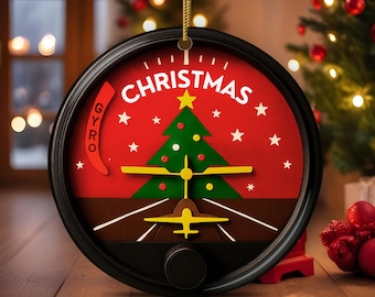 Festliche Keramik Weihnachtsverzierung Faux Pilot Instrument inspiriert Design mit Gold String, Geschenk für die Flugbesatzung, Pilot Geschenk, Flughafenangestellte