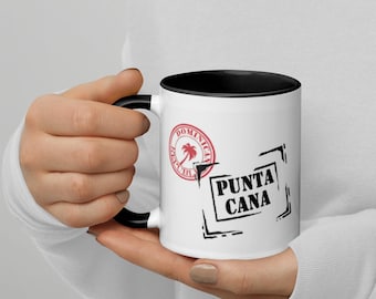 Akzent Keramik Kaffeetasse, 11 Unzen, Punta Cana, Dominikanische Republik Passport Stamp Design, Travel Souvenir Geschenk Design