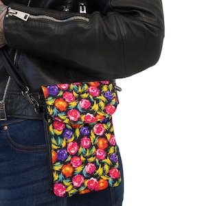 Elegante schicke kleine Handy-Crossbody-Geldbörse, trendige Street Fair Bag, Blumen-Design, Festival Crossbody Bag, Reisetasche