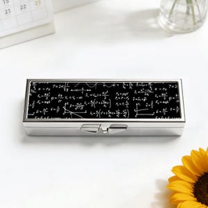 Chic And Elegant Science Formula 7 Day Pill Box Organizer, Academic Physics Equations Vitamin Case, Math Teacher Student Pill Box Gift