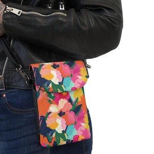 Elegante bolso bandolera floral para celular, inspirado en un festival de música callejero, bolso de viaje, ideas únicas para regalos de cumpleaños.