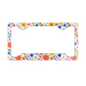 Marco de matrícula metálico floral elegante y único, acabado brillante, accesorio elegante para coche, decoración floral para coche, cubierta de matrícula