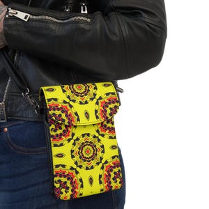 Elegant and Chic Ethnic African Kente Cloth Inspired Crossbody Cell Phone Wallet or Bag, Street Fair Fashion, Jamaican Art Music Festival