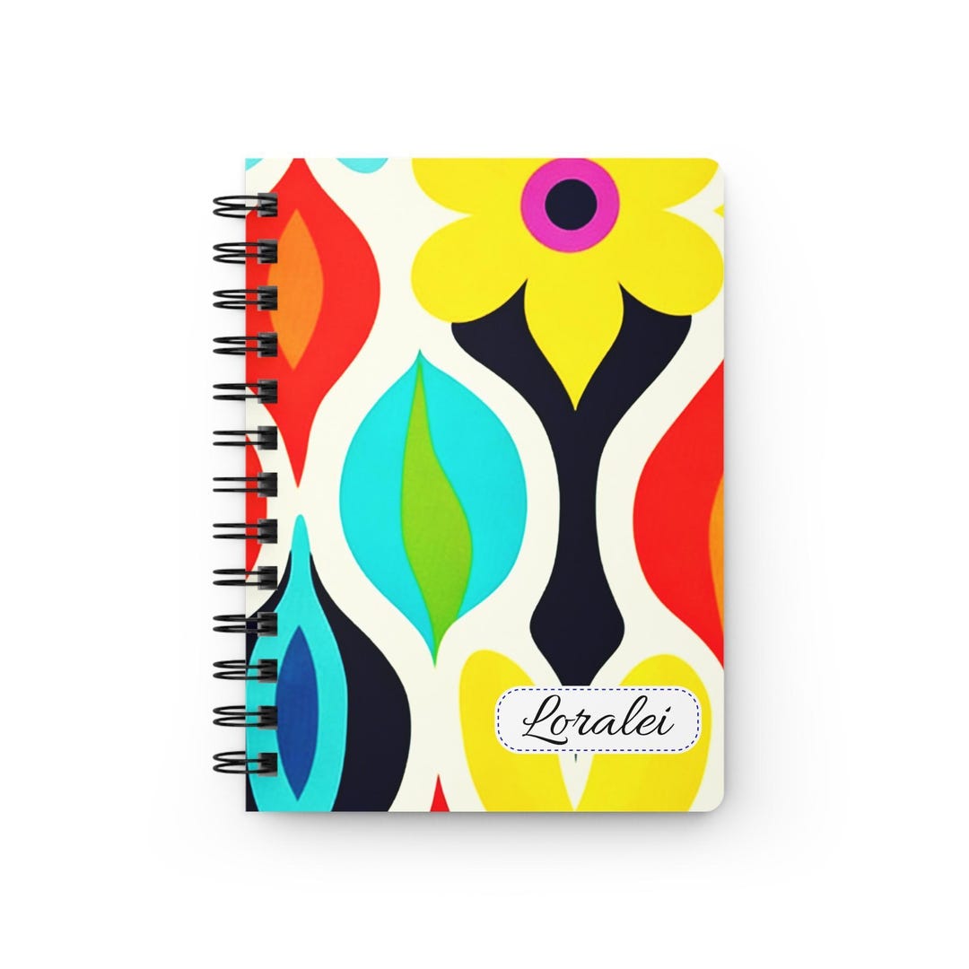 Modern Unique Notebook Personalized Elegant Spiral Notebook Journal, Mid Century Modern ...