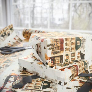 Festive Paris Christmas Gift Wrapping Paper, Holiday Cheer Festive Design, Elegant Christmas Wrapping Paper, Charming Paris Winter Scene image 4