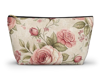 Shabby Chic Blumen Design Zubehör Beutel mit T-boden, Kosmetik Make Up Tasche, Federmäppchen, Reise Zubehör Tasche, Brautpartygeschenk