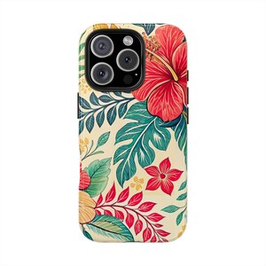Elegant Tough Phone Case, Compatible with iPhone 12, 13, 14, 15, 16, Floral Scandinavian Rosemaling Design, Durable, Protective Case