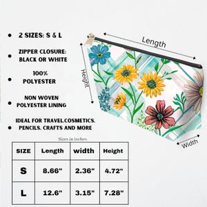 Floral Print Zipper Pouch, Travel Cosmetic Bag, Makeup Organizer, Small and Large Sizes, Multipurpose Storage, Colorful Flower Design
