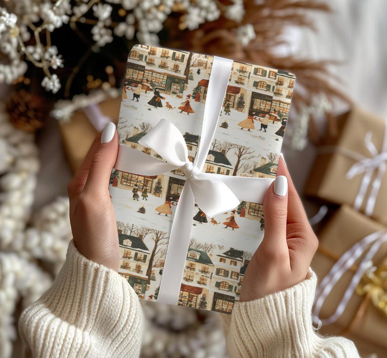a woman holding a wrapped present in her hands