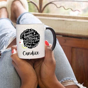 Natural Hair Mug: Black Woman Afro Design (Personalized, 11oz)