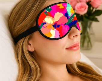 Floral Chic Adjustable Sleep Mask, Cute Elegant Sleep Mask, Unique Bright Sleep Mask, Fabulous Birthday Gift, College Dorm Room Gift Idea