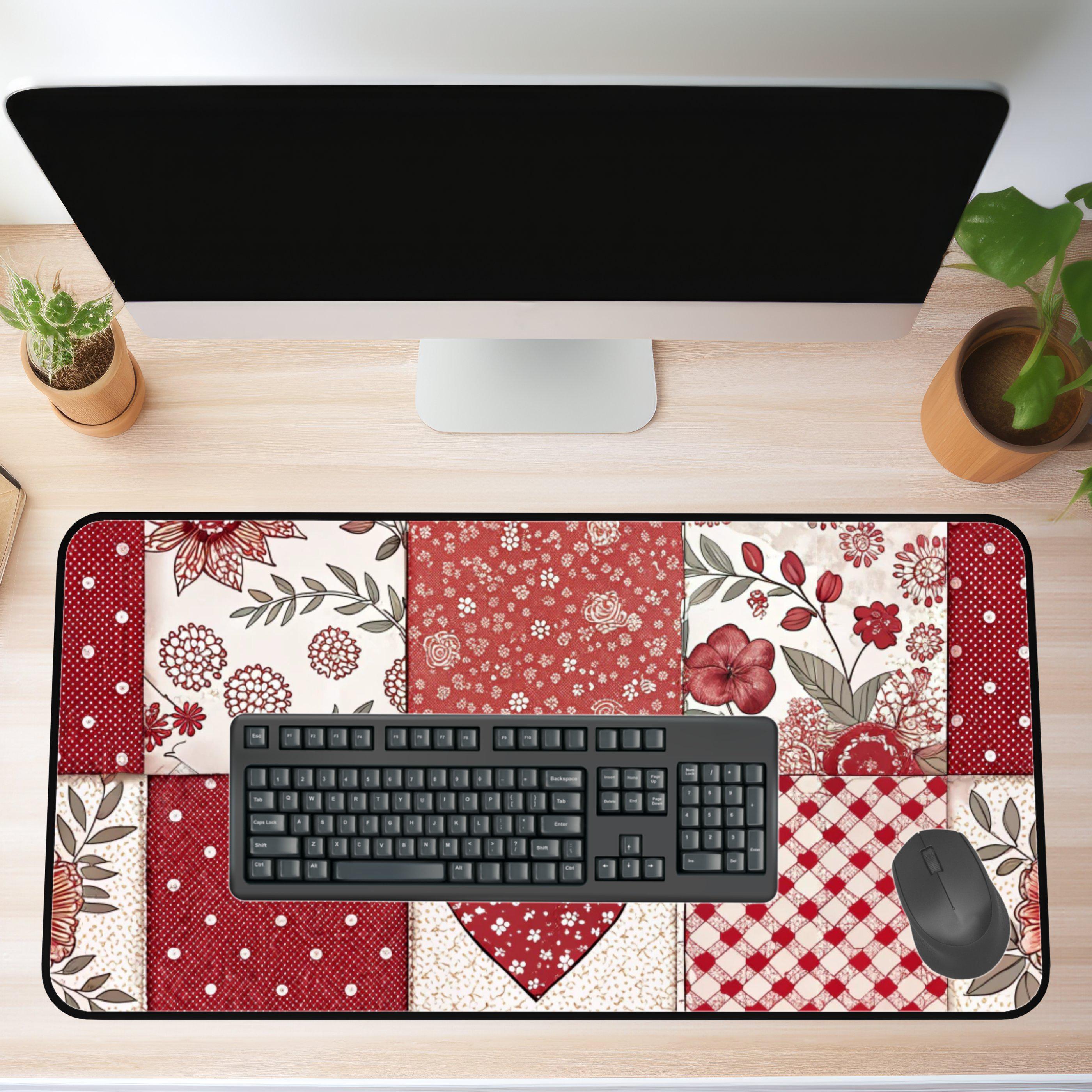 Elegant Patchwork Quilt Pattern Design Desk Mat, Anti-slip Backing ...