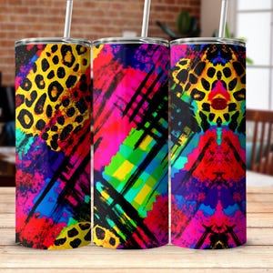Colorful Abstract Leopard Print Design Tumbler, 20oz Skinny Tumbler, Teacher, Student, Nurse Tumbler Gift Idea