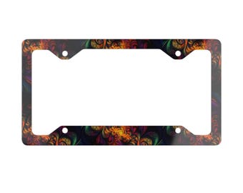 Unique Elegant Abstract Design Metal License Plate Frame With Glossy Finish, Stylish Car Decor, Custom Vehicle Accessory, Chic Auto Gift