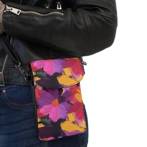Elegante y chic bolso bandolera floral para celular, diseño inspirado en festivales de música, bolso de feria callejera, bolso de viaje, idea de regalo.