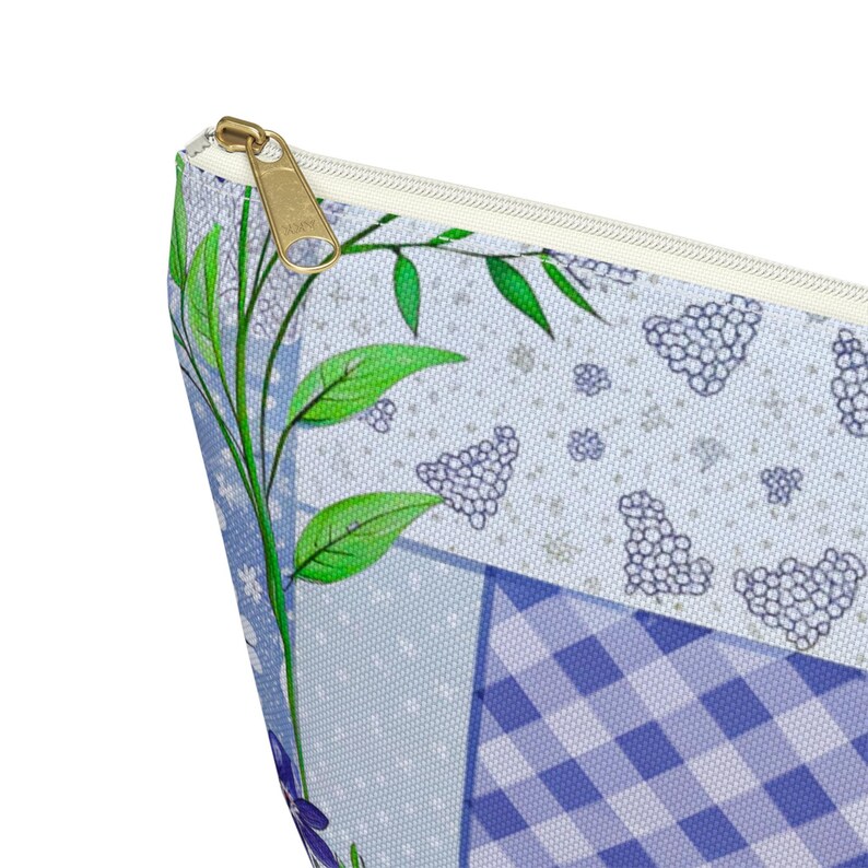 Patchwork Quilt Muster Design Zubehör Beutel mit T-Boden, Kosmetik Make-up Tasche, Federtasche, Reisezubehör Tasche, Brautparty Geschenk Bild 5