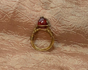 Red Glass Bead Ring