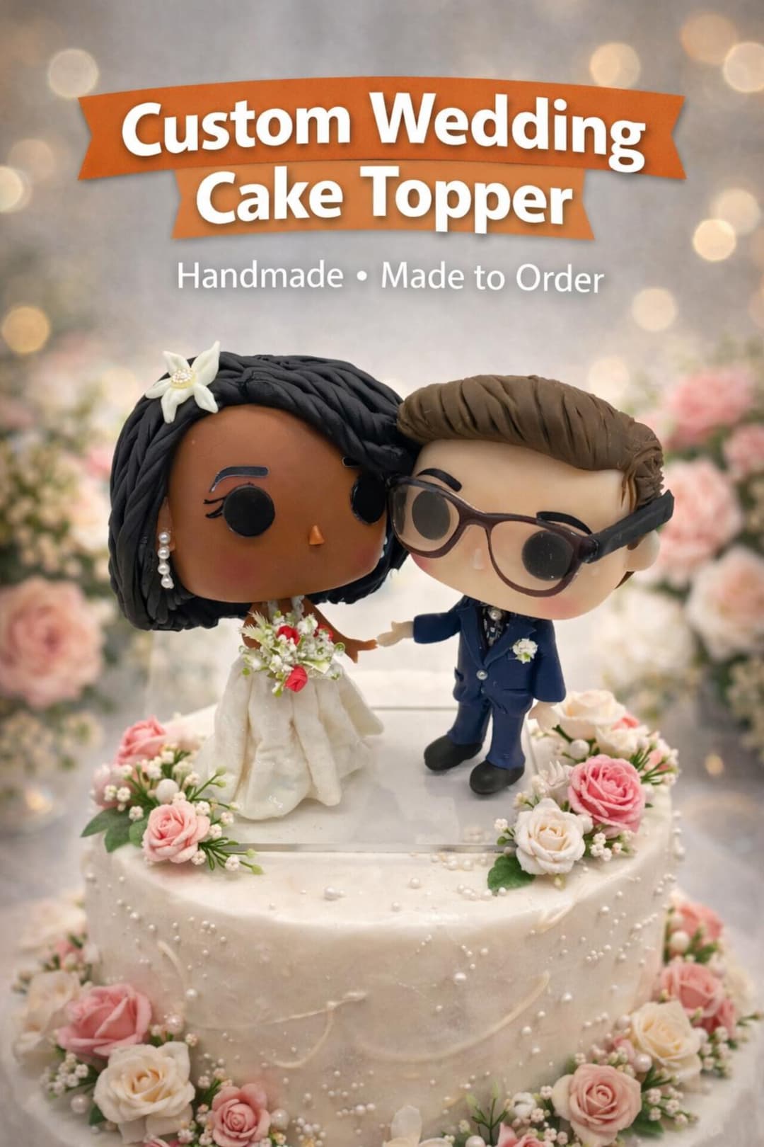 Custom Wedding Cake Topper POP – Bride and Groom – Handmade – Made to ...