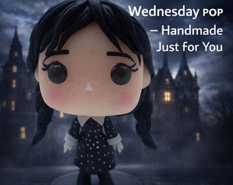 Handmade Custom Wednesday-Inspired POP Doll – Gothic Collectible Figure