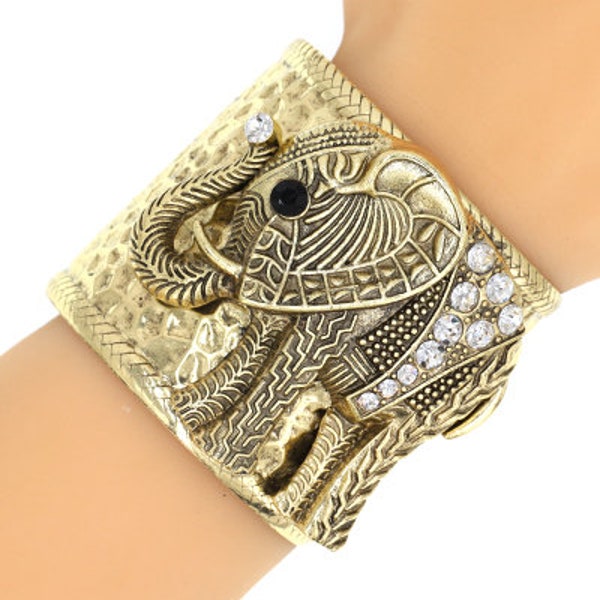 Elephant Gold Cuff Bracelet, Vintage Elephant Bracelet, Mothers Day Gift, Ethic Bracelet, Gift for Soror, Animal Lovers
