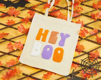 Halloween Personalized Embroidery Canvas Bags, Trick or Treat, Boo, Zombies, Custom Halloween Gift, Kids Halloween Candy Bags, Ghost Bag