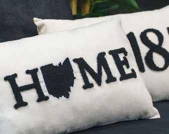 Custom Home State Punch Needle Pillow, Personalized Pillow, Custom State Pilllow, Housewarming Gift, First Home Gift, New Home Gift, Custom
