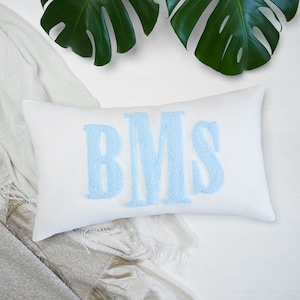 Monogram Custom Punch Needle Pillow, Embroidery Gift for Couple, Initial Wedding Monogram, New Home Housewarming Gift, Home Decorations Gift