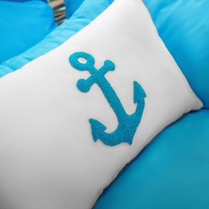 Nautical Anchor Pillow/ No Wake Zone Quote Throw Pillow Décor Gift/ Ch –  Jin Jin Junction