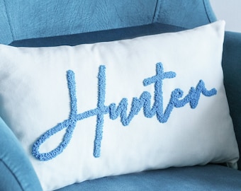 Almohada personalizada con nombre de bebé, almohada personalizada, almohada con nombre de aguja perforadora, almohada con nombre personalizado, decoración de habitación para niños, decoración de habitación para bebés, regalo de guardería