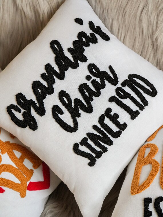 Funny Grandpa Chair Personalized Embroidery Pillow, Fathers Day Gift for Grandpa, Papa Pillow, Custom Pillow, Gift from Grandchild, Dad Gift