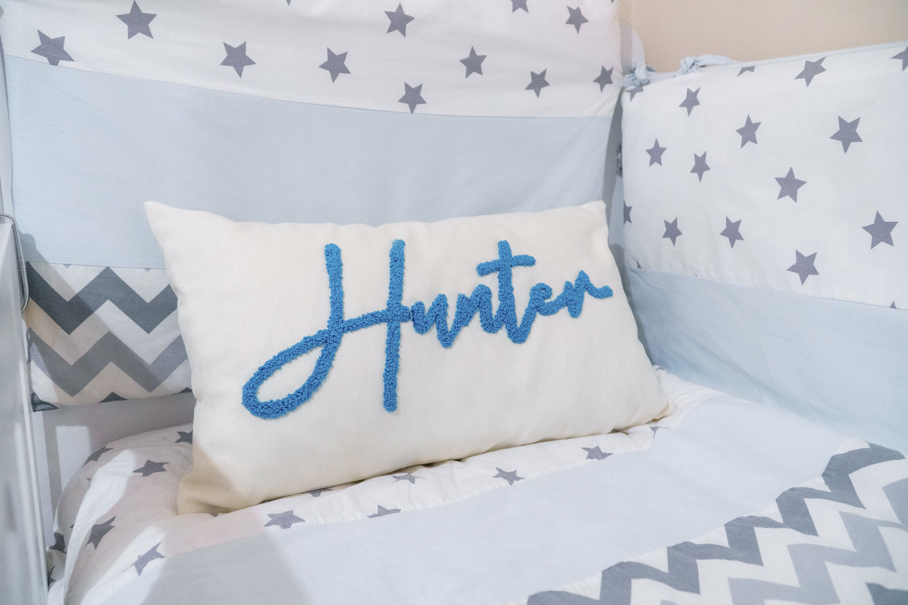 Personalized Baby Name Pillowcase, Custom Pillowcase, Punch Needle Name