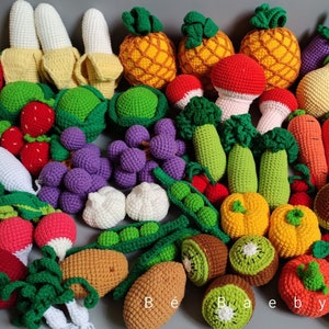 Crochet vegetable and fruit, Christmas gift for baby, handmade pretend vegetables, set of crochet play food, baby shower gift