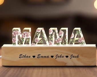 Personalized Birth Month Flower Night Light, Custom Acrylic LED