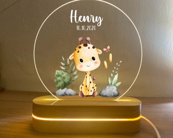 Giraffe Custom Night Light, baby custom night light, Personalized Bedroom Led Light, Kids Gift Personalized, Custom Gift