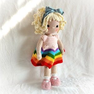 LGBT doll girl, crochet doll with queer doll dress, blonde hair doll, custom crochet doll, gift for her