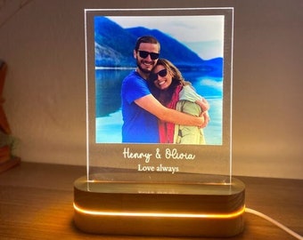 Spersonalizowana lampka nocna ze zdjęciem, niestandardowa lampa akrylowa, prezent dla pary