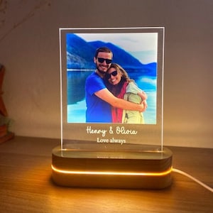 Personalisiertes Foto Nachtlicht, personalisiertes Foto Geschenk, Paar Geschenk, Geschenk für Ihn, Foto Hochzeitsgeschenk, Acryl Lampe mit individuellem Foto und Namen