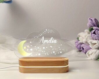 Custom baby cloud night light, personalized cloud night light, baby room decor, nursery decor, Christmas custom gifts, baby shower gift,