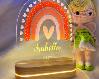 Custom baby rainbow night light, personalized rainbow night light, baby room decor, nursery decor, Christmas gifts, baby shower gifts