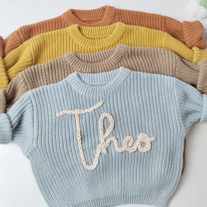 Personalized sweater, Embroidered Name Sweater, Custom name sweater for baby, Personalized Baby Shower Gift, Personalized Baby Sweater zdjęcie 1
