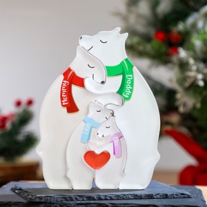 Personalized Acrylic Bear Family Puzzle, Engraved Family Name Puzzle, Gift for Parents, Animal Family, Gift for Kids, Gift for Mom and Dad