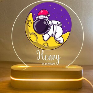 Astronauts Custom Night Light, baby custom night light, Nursery Room, Personalized Bedroom Led Light, Kids Gift Personalized, Custom Gift image 4