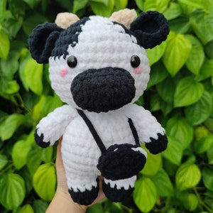 Milk Cow Crochet Plushie Stuffed Toy - Crochet Animal - Happy Farm