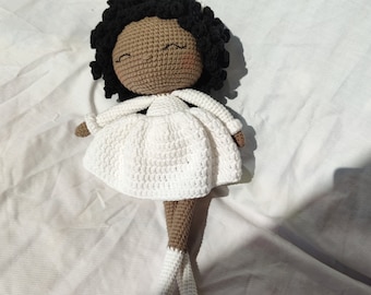 Crochet African American doll, handmade doll for sale, black crochet doll, amigurumi doll, stuffed doll,
