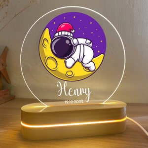 Astronauts Custom Night Light, baby custom night light, Nursery Room, Personalized Bedroom Led Light, Kids Gift Personalized, Custom Gift