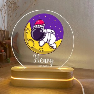 Astronauts Custom Night Light, baby custom night light, Nursery Room, Personalized Bedroom Led Light, Kids Gift Personalized, Custom Gift image 5