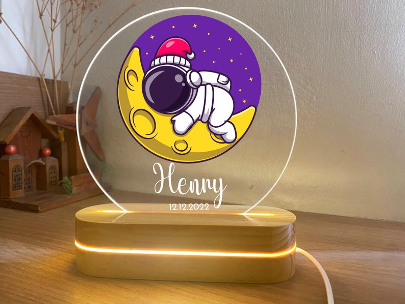 Astronauts Custom Night Light, baby custom night light, Nursery Room, Personalized Bedroom Led Light, Kids Gift Personalized, Custom Gift