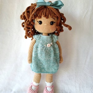 Crochet doll with removable outfit, amigurumi doll for sale, gift for kids, handmade baby doll, crochet doll with dress, blonde doll Tan skin, brown hair