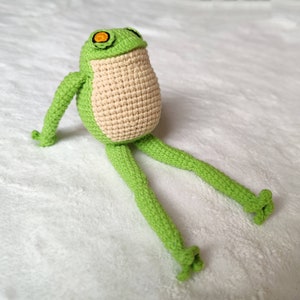 Crochet frog with removeable cloth, graduation gift, stuffed frog and toad, mini frog, crochet doll, crochet gift for boys, gift for friend Light green